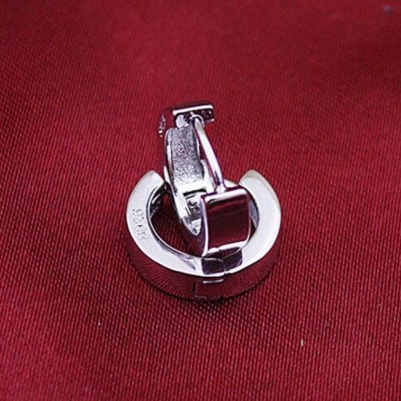 NEW 925 Sterling Silver Simple Hoop Earrings - Picture 6 of 8